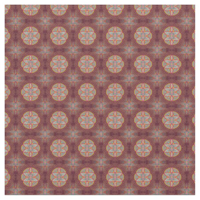 Mandalas on Maroon repetera mönster Tyg (Närbild)