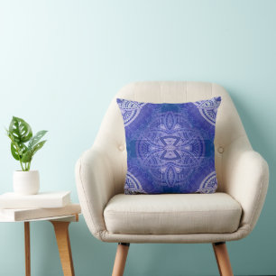 Mandalas på blandade nederländska blå repetera mön kudde