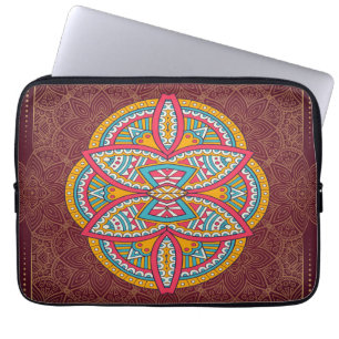 Mandalas på maronupprepad design laptop fodral