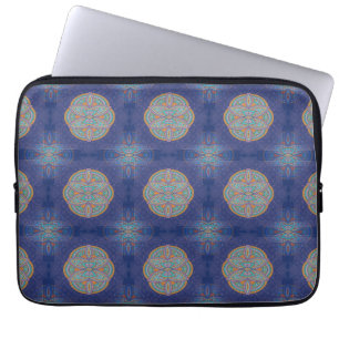 Mandalas vid blåa upprepningsdesign laptop fodral