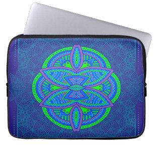Mandalas vid blåa upprepningsdesign laptop fodral