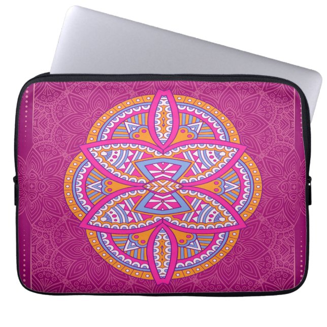 Mandalas vid upprepad utformning av Rosa Laptop Fodral (Framsidan)