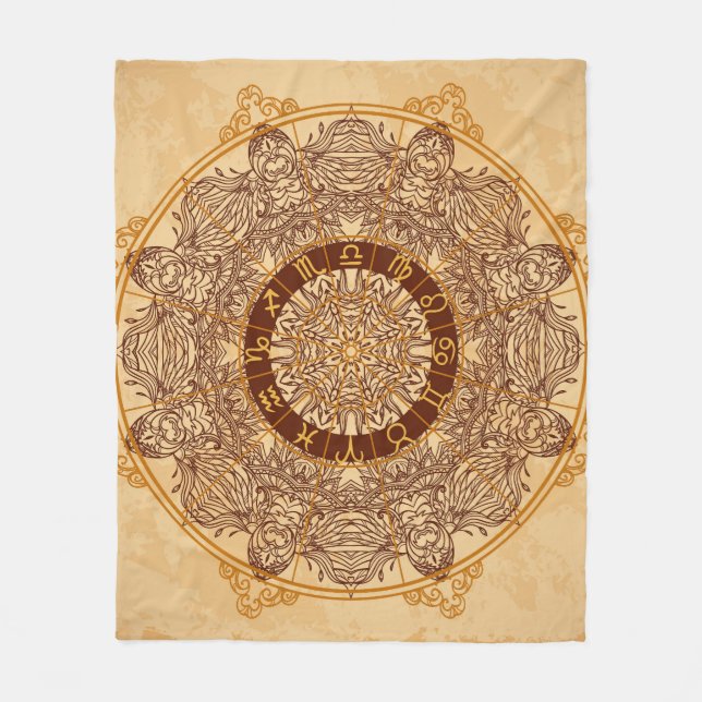 Mandalas, zodiak, ornat, vintage cirkel. fleecefilt (Framsidan)