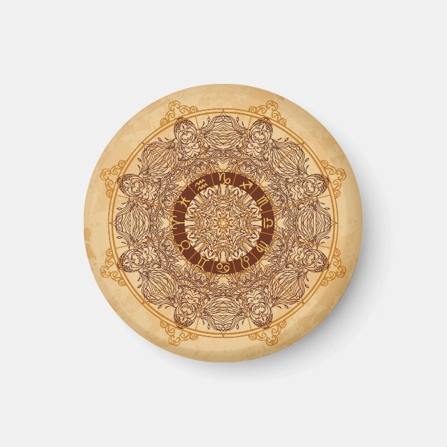 Mandalas, zodiak, ornat, vintage cirkel. magnet (Framsidan)
