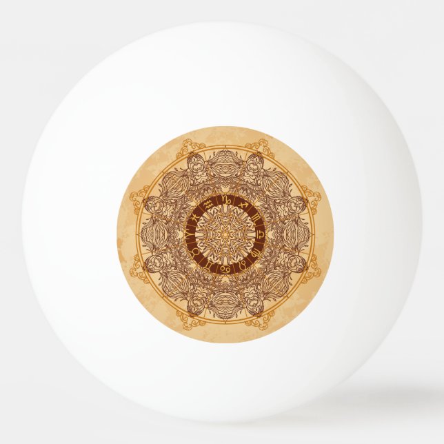 Mandalas, zodiak, ornat, vintage cirkel. pingisboll (Framsidan)