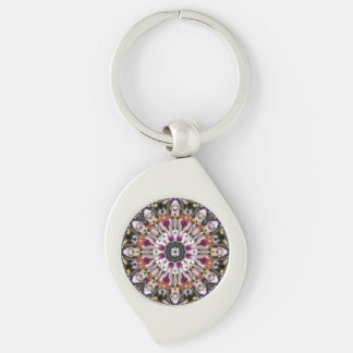 Mandalastyle Metall Keychain Swirl Silverfärgad Nyckelring