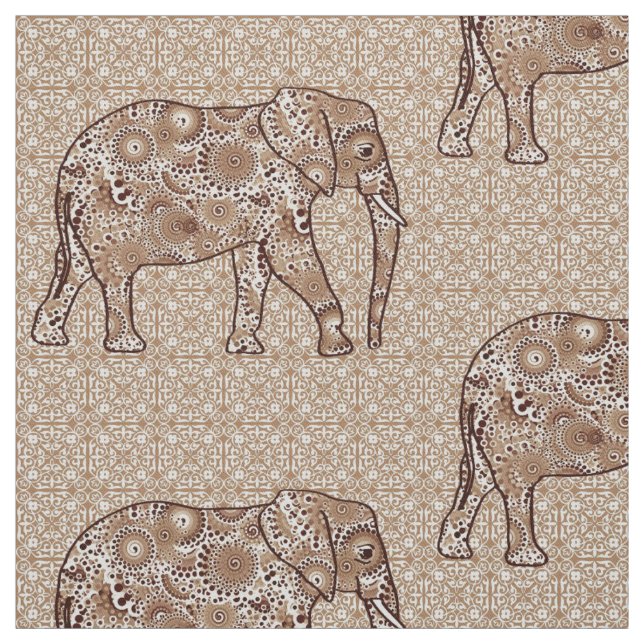 Mandalblomelefant - brunt och taupe tyg (Provkarta)