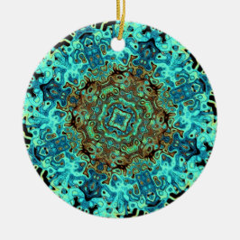 Mandalliknande färgad mönster (mandalamonster) julgransprydnad keramik