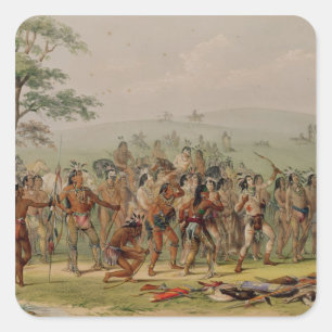 Mandan Archery Tävling, 1832 Fyrkantigt Klistermärke