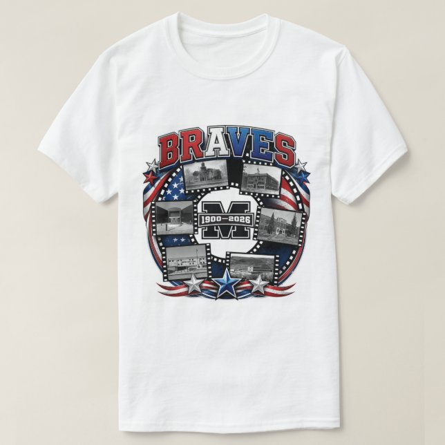 Mandan BRAVES High Schools T-shirt på svenska (Design framsida)