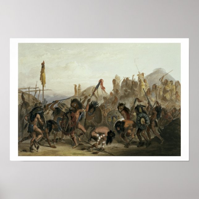 Mandanindianernas bison-Dance framför deras Poster (Framsidan)