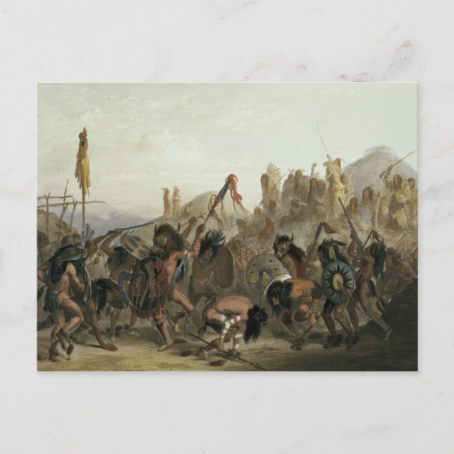 Mandanindianernas bison-Dance framför deras Vykort (Framsida)