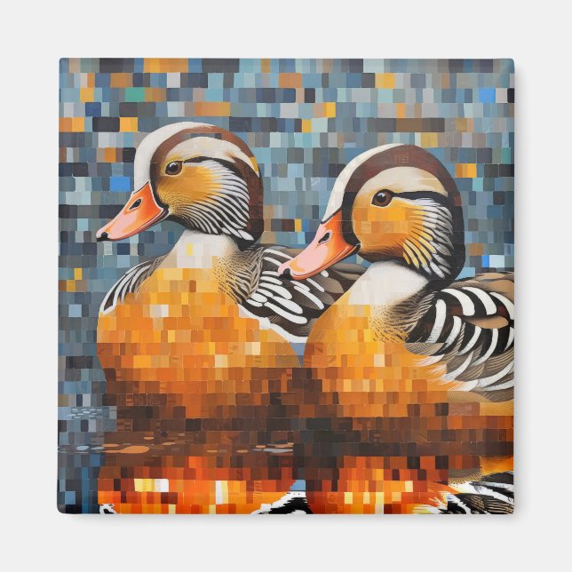 Mandarin Anka Animal Bird Art Decor Magnet (Framsidan)