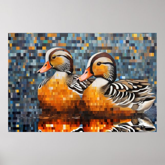 Mandarin Anka Animal Bird Art Decor Poster (Framsidan)