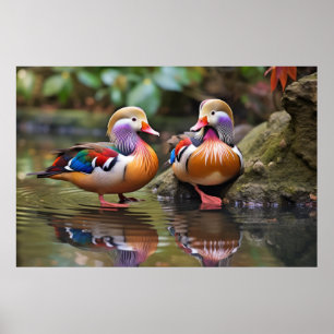 Mandarin anka Animal Bird Wilderness Art Poster