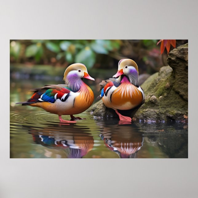 Mandarin anka Animal Bird Wilderness Art Poster (Framsidan)