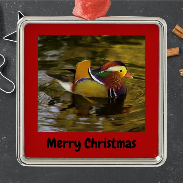 Mandarin Anka God jul Red Framed Julgransprydnad Metall (Skapare uppladdad)