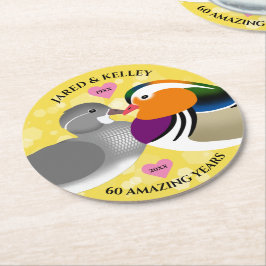 Mandarin Anka Lovebird Underlägg Papper Rund