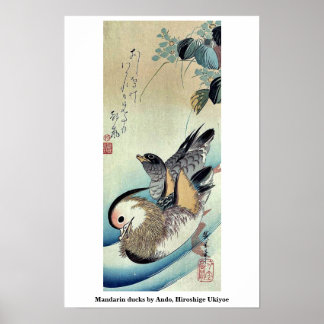 Mandarin ankor av Ando, Hiroshige Ukiyoe Poster