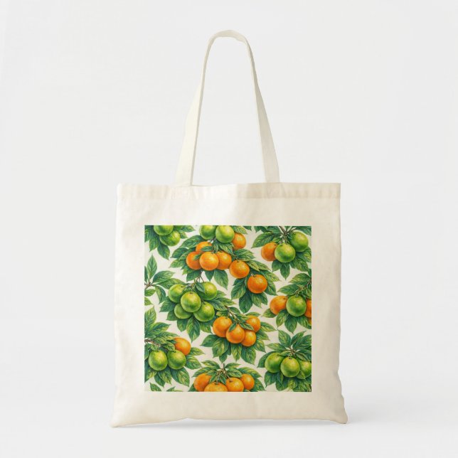 Mandarin Apelsin Citrus Mönster Tygkasse (Framsidan)