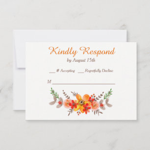 Mandarin Blommig Krans Bröllop RSVP OSA Kort