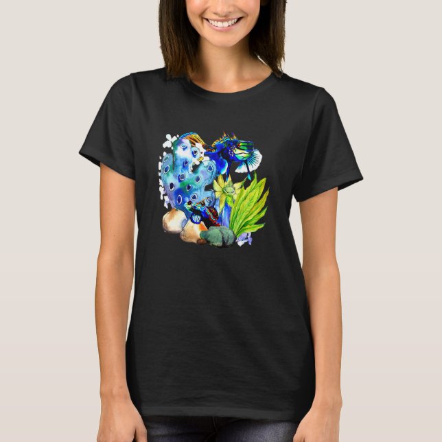 Mandarin Goby Korall Saltvatten Fisk Tank Akvarium T Shirt (Framsida)