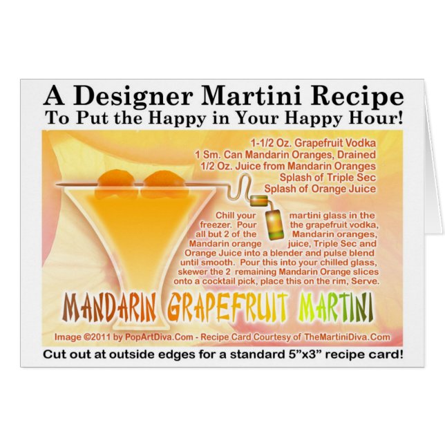 Mandarin Grapefruit Martini Receptkort Hälsningskort (Framsidan Horizontal)