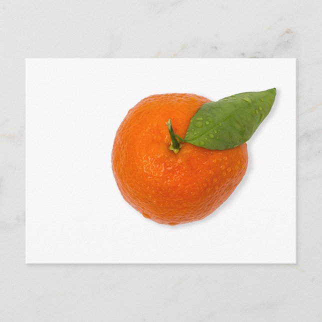 Mandarin med grön blad vykort (Framsida)