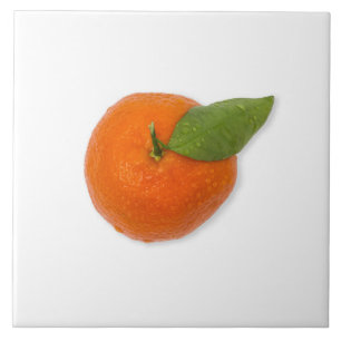 Mandarin med grönt löv kakelplatta
