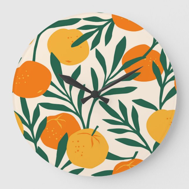 Mandarin Mosaic: Trendiget Citrus Chic Stor Klocka (Framsida)