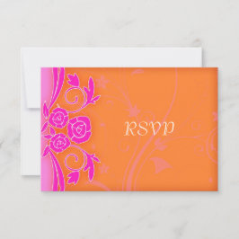 Mandarin och flammande rosa rosor bröllop RSVP OSA Kort