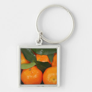 Mandarin-Orangar Fyrkantig Silverfärgad Nyckelring