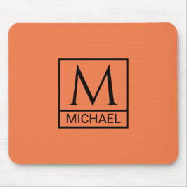 Mandarin Orange Mouse Pad med Initial & Namn Musmatta