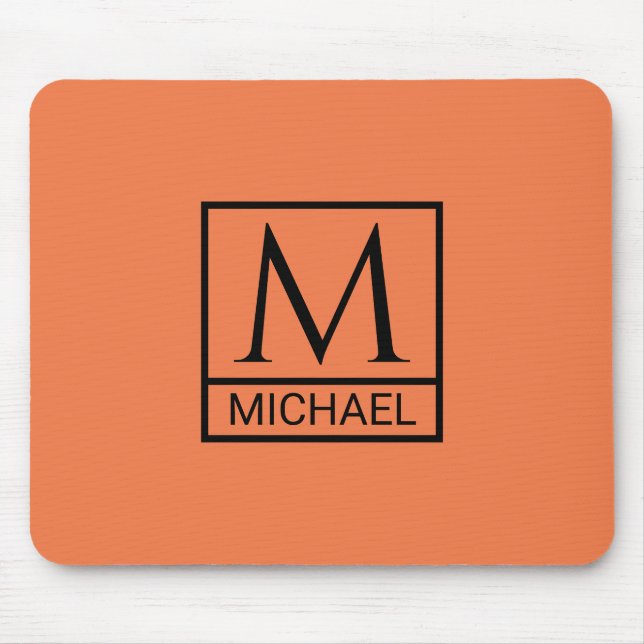 Mandarin Orange Mouse Pad med Initial & Namn Musmatta (Framsidan)