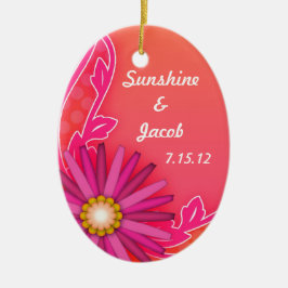 Mandarin Orange och Rosa Sommarbröllop Julgransprydnad Keramik