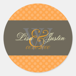 Mandarin Orange Polka dots monogram/DIY färg Runt Klistermärke