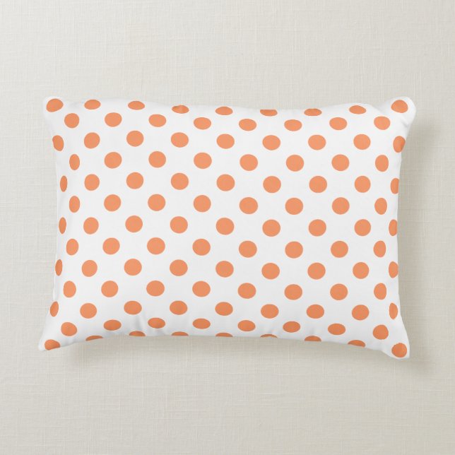 Mandarin Orange Polka Prickar Cirklar Prydnadskudde (Baksidan)