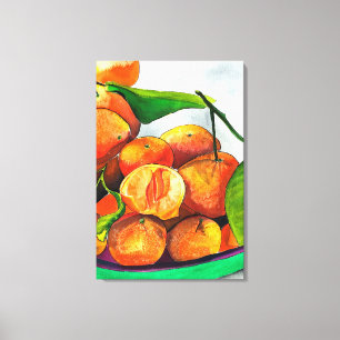 Mandarin orange vattencolor frusit art canvastryck