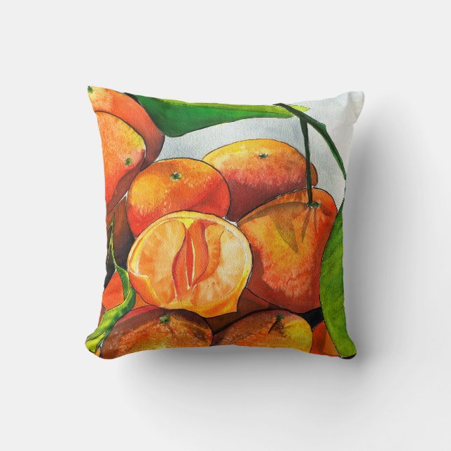 Mandarin orange vattencolor frusit art kudde (Framsida)