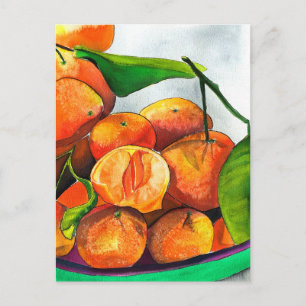Mandarin orange vattencolor frusit art vykort