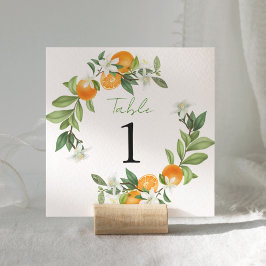 Mandarin Orange Watercolor Bröllop Bordsnummer