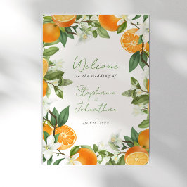 Mandarin Orange Watercolor Bröllop Välkommen Poste Poster
