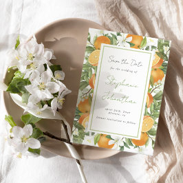 Mandarin Orange Watercolor Wedding  Save the Date Spara Datumet