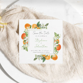 Mandarin Orange Watercolor Wedding  Save the Date Spara Datumet