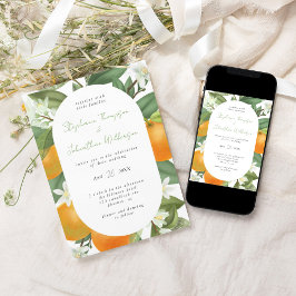 Mandarin Orangen Botanical Elegant bröllop Inbjudningar