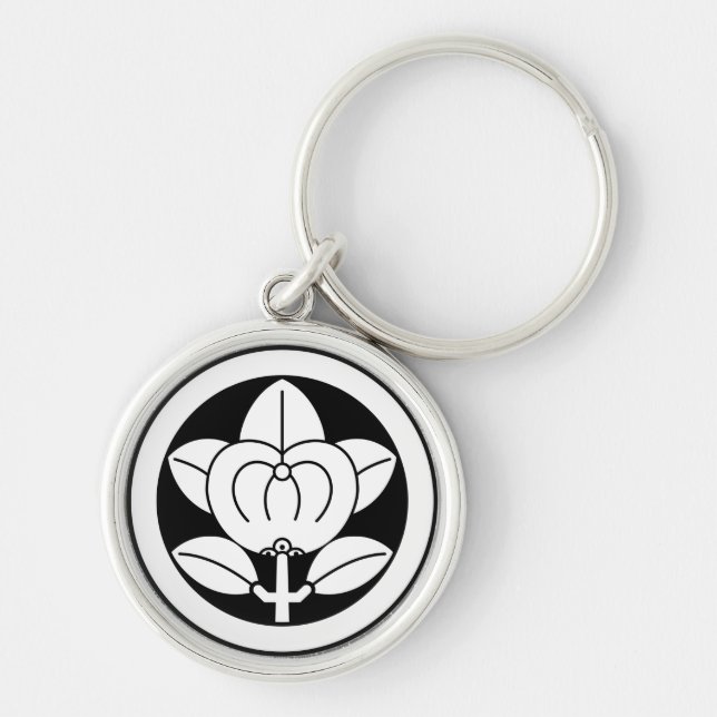 Mandarin-orangen för Hikonefamiljen Rund Silverfärgad Nyckelring (Framsidan)