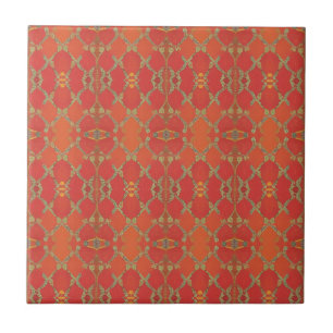 Mandarin pumpkin orange geometric art kattunge-rös kakelplatta