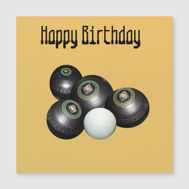 Mandarin Yellow Lawn Bowls Birthday, Magnetic Card (Framsida)