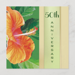 Mandarinfärgad Hibiskus 50-års bröllopsjubileum Inbjudningar
