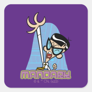 Mandark Character Namn Graphic Fyrkantigt Klistermärke